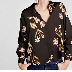 ZARA Floral Button Down